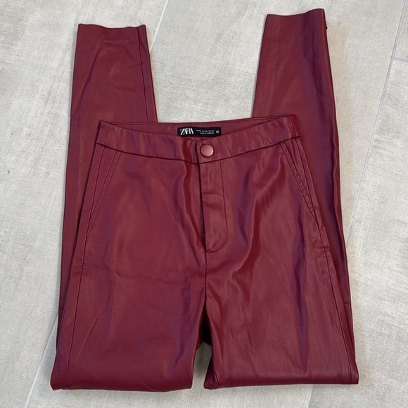 Zara Pants - Zara faux leather red pants leggings